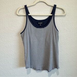 J. Crew Women's Fine Rib Racerback Tank‎ Top with Shelf Bra in Stripe XL Boho